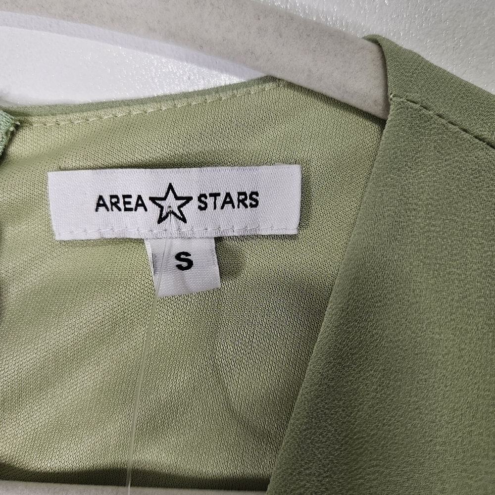 Area Stars Sage Maggie Bell Sleeve Midi Dress V Neck Bustline Pleat Size Small - Picture 5 of 16